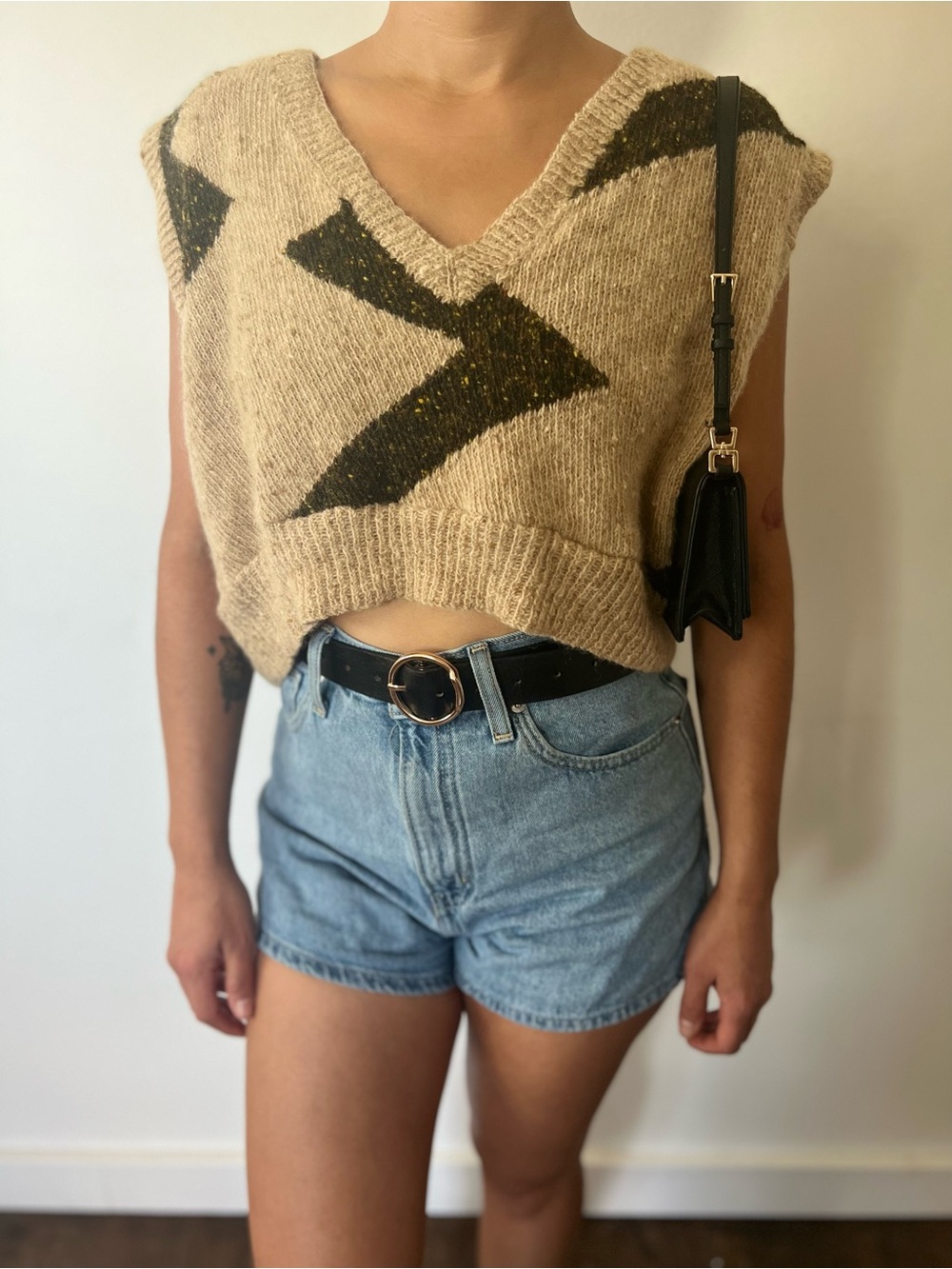 Vintage Cropped Wool V-Neck Vest